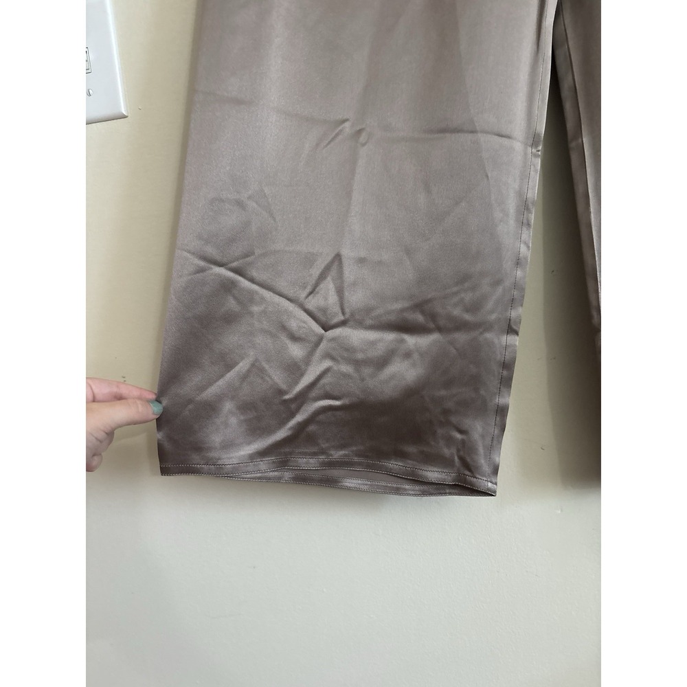 Dusan Italy Silk Wide Leg Pants Neutral Chic Minimalist Medium Quiet Luxury - Picture 5 of 6